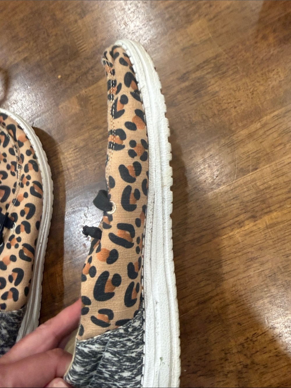 Hey Dude Women's Leopard Print Slip-On Moccasins - Black & Tan - Picture 4 of 8